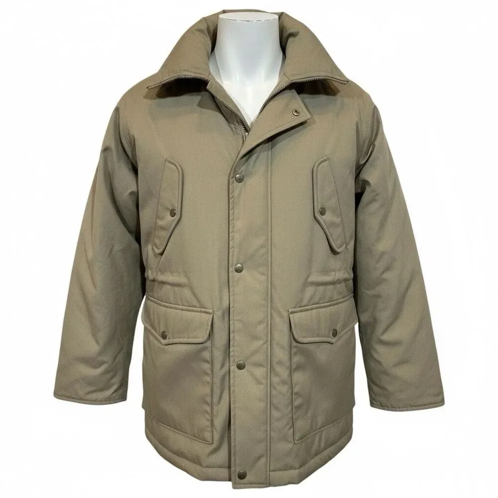 Vintage 80s London Fog Parka 40R Quilted Hooded Coat Big Ben‎ Zip Korea